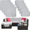 ClawsCover 9Pack Outdoor Seat and Back Cushion Replacement Covers Fit for 5 Pieces 4-Seater Wicker Rattan Furniture Patio Conversation Set Sectional Couch,Gray-Include Cover Only (Small)