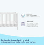 Graco Teddi 5-in-1 Convertible Crib (White) – GREENGUARD Gold Certified, Converts to Daybed, Toddler & Twin Bed with Headboard and Footboard, Adjustable Mattress Height