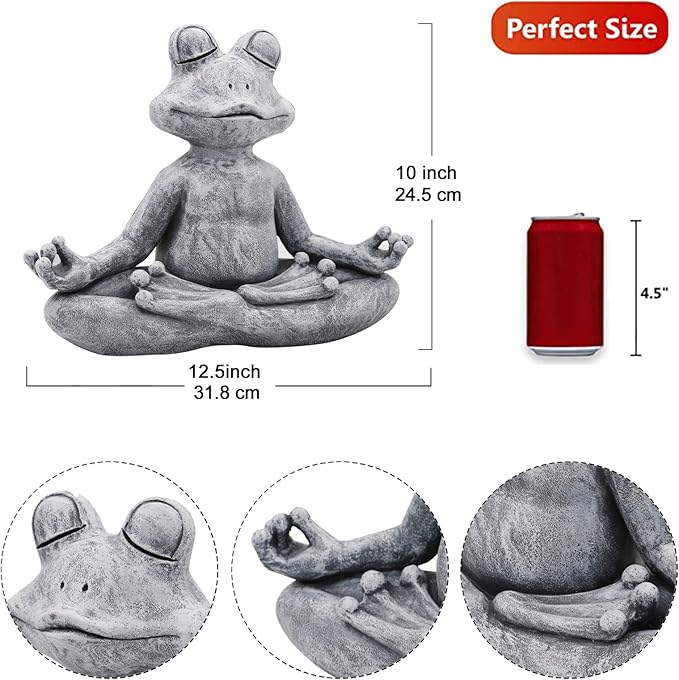 Goodeco 12.5" L×10" H Meditating Yoga Frog Statue - Gifts for Women/Mom, Zen Garden Frog Figurines for Home and Garden Decor, Frog Decorations Gift Ideas, Frog Gifts for Women