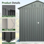 6x6 ft Metal Storage Shed Outdoor,Metal Steel Utility Tool Shed Storage House with Window and Floor Kit for Backyard Garden Patio Lawn Black