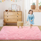 Super Soft Fluffy Shaggy Rugs 6x9 Feet for Living Room Bedroom, Fuzzy Plush Area Rugs for Girls Kids Room Nursery Home Decor, Furry Dorm Rug Cute Non-Slip Indoor Floor Carpet, Baby Pink