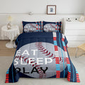 Feelyou Baseball Comforter Set Sports Game Bedding Set for Boys Girls Children Baseball Gaming Blue Stripe Comforter Gift for Baseball Softball Lover Room Decor Twin Size Quilt Set