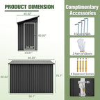 4x8 FT Lean to Metal Shed,Outdoor Storage Shed W/Floor Frame & Reversible Installation,All Weather Waterproof Garden Tool House W/Lockable Door & 2 Air Vents,for Backyard,Patio,Lawn,Black