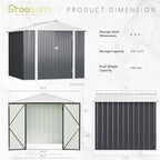 Greesum 8x6FT Outdoor Storage Shed, Utility Tool Shed Metal Storage Garden Shed with Door & Lock for Patio Storage, Gray