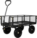BILT HARD 10" Flat Free Tires Heavy Duty Garden Cart with 180° Rotating Handle and Removable Sides, 4 Cu.Ft 400 lbs Capacity Utility Steel Wagons for Outdoor