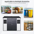 8x6 ft Resin Outdoor Storage Shed with Two-Window and Double-Door, Plastic Shed with Floor for Gargen, Patio, Yard, Lawn, Grey (1 Doors) (Grey White, 8x6 ft)