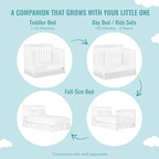 Dream On Me Ashton 4-In-1 Convertible Crib In White, Greenguard Gold, JPMA Certified, Non-Toxic Finishes, Features 4 Mattress Height Settings, Made Of Solid Pinewood