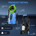2025 New 5000PSI Pressure Cleaner, Power Cleaner with 33FT Resistant Extension Hose and 4 Nozzles, Compatible with Undercarriage Cleaners, Professional Powerwashers for Home/Car(Blue)