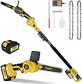 Cordless Pole Saw & Mini Chainsaw 2-IN-1, 21V 3Ah Battery Powered 6 Inch Brushless Electric Rotatable Pole Saw, 15-Foot Max Reach & Multi-Angle for Tree Branches Pruning, Wood Cutting