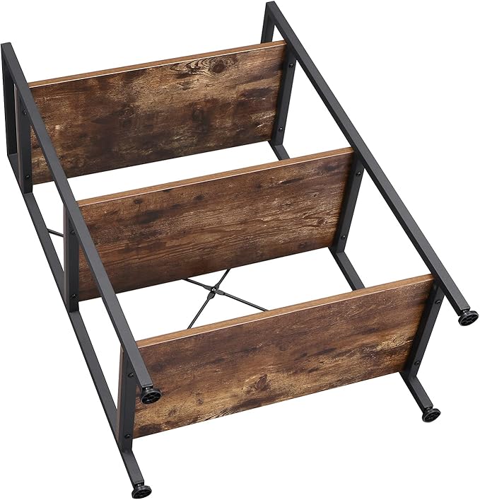 BEWISHOME 3 Tier Bookshelf, Rustic Small Book Shelf for Small Spaces, Brown Wooden Shelves for Bedroom Living Room and Home Office, 13.58" D x 24.21" W x 37" H, JCJ32Z