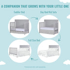 Cape Cod 5-In-1 Convertible Crib In Pebble Grey, Greenguard Gold And JPMA Certified, Built Of Sustainable New Zealand Pinewood, 3 Mattress Height Positions