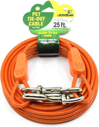 25FT Tie-Out Cables for Dogs - Strong, Safe, and Durable Dog Tie-Outs for Every Breed up to 250 Pounds - Weather and Wear Resistant Galvanized Aircraft Cable for Outside Use