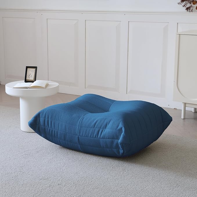 Luxury Ottomans, Modern Square Foot Rest for Sofa Couch Chair, Lazy Floor Seating, Fireside Bean Bag Chair, Tatami Sofa Lounger for Living Room, Bedroom, Office, Black