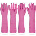 DABOGOSA Mamison 2 Pairs Reusable Waterproof Household Dishwashing Cleaning Rubber Gloves, Non-Slip Kitchen Glove (Pink, Large (Pack of 2))