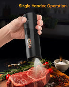 CIRCLE JOY Electric Rechargeable Salt and Pepper Grinder Set Top-Refill Automatic Pepper Mill Grinder with Charging Base, Adjustable Coarseness, Easy Filling Larger Capacity with Led for Home Kitchen