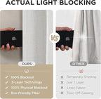 Joydeco 100% Blackout Pleated Curtains, Linen Window Curtains 2 Panel Sets 108 inches Long, Thermal Insulated Darkening Drapes for Bedroom(Ivory,40'' Wx108'' L)