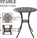 Patio Bistro Sets 3 Piece, Outdoor Bistro Table and Chairs Set of 2 with Umbrella Hole, Cast Aluminum Bistro Set, Patio Furniture for Yard Garden Porch, Bronze
