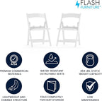 Flash Furniture HERCULES Kids Folding Chairs with Padded Seats | Set of 2 White Resin Folding Chair with Vinyl Padded Seat for Kids | Vinyl Padded Seat