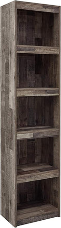 Signature Design by Ashley Derekson Rustic Pine Grain Finished Pier with 3 Adjustable Shelves, Multi Dark Gray