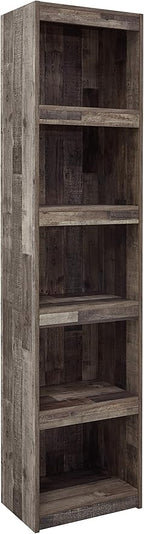Signature Design by Ashley Derekson Rustic Pine Grain Finished Pier with 3 Adjustable Shelves, Multi Dark Gray