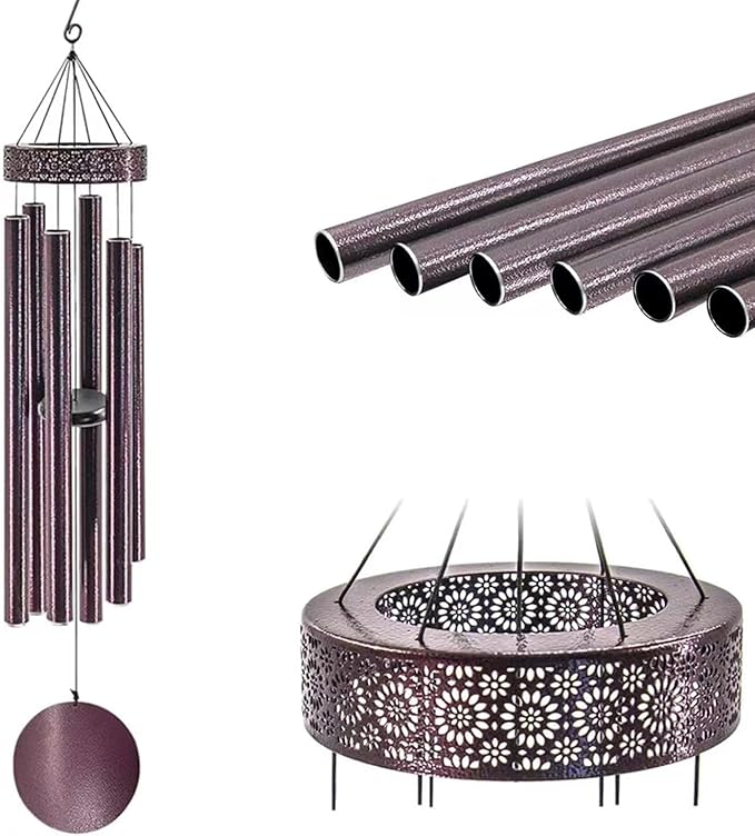 Large Wind Chimes with 6 Heavy Tubes for Outside Deep Tone - 48" Wind Chimes Outdoor Clearance, Deep Tone, Windchimes Outdoors, Memorial, Sympathy Gift, Garden Patio Yard, Home Decorate-Bronze