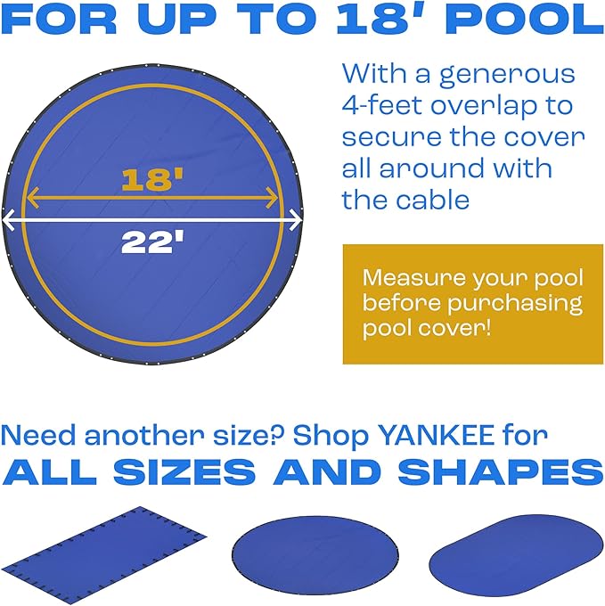 Winter Pool Cover 18 ft Round for Above Ground | Extra Thick & Durable Above-Ground Pool Cover | Sapphire Series of Premium Cold- and UV-Resistant Pool Cover | by Yankee Pool Pillow