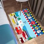Cartoon Ambulance Car Area Rug Car Carpet for Kids Play Rug for Cars and Trucks Car Rug Play Mat Car Track Rug Truck Rugs for Boys Room Rugs for Boys Bedroom,Light Blue 2'×3'