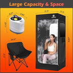 COSVALVE Portable Steam Sauna Box with Red Light for Home with 1200W 3L Steamer, Comfort Folding Chair, Indoor at Home Sauna Tent, Personal Steam Room for Relaxation, 2.6' x 2.6' x 5.9', Black
