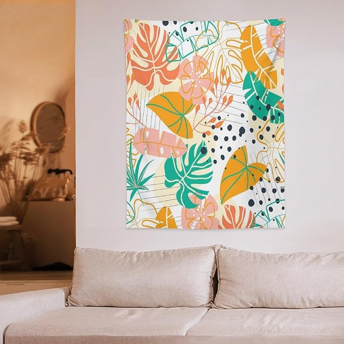 ICMOLYYENLO Tropical Palm Leaves Wall Tapestry, Wall Art for Room Decoration Beautiful Wall Hanging for Bedroom Living Room Dormitory Apartment 30x40 Inch