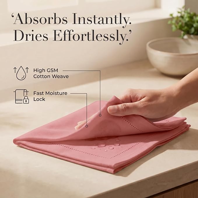 Urban Villa Hemstitch Cloth Dinner Napkins Cotton 20”x20” (Set of 12)-Rust