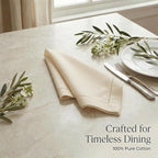 Urban Villa Hemstitch Cloth Dinner Napkins Cotton 20”x20” (Set of 12)-Ivory