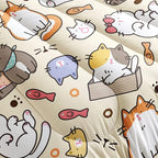 Kawaii Cat Comforter King,Kawaii Animals Comforter Set for Kids Teens Girls,3Pcs Bedding Set Printed Comforter with 2 Pillowcases,Down Alternative,Soft and Lightweight，King Size
