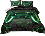 Boys Comforter Set,Gaming Bedding for Kids Teen,Game Console Comforter Set for Gamer Room Decor(comforter-Game43,Queen)