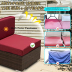 ClawsCover 14Pack Outdoor Patio Seat and Back Cushions Replacement Covers Fit for 7Pieces 6-Seater Wicker Rattan Sectional Couch Chair Furniture Set,Burgundy-Include Cover Only (Large)