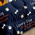 Bedding Set, 3Pcs Cartoon Dog Comforter Set for Boys, Queen Size, Lovely Puppy Patterns, Fun Animal Lover Quilt with 2 Pillowcases