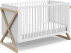 Storkcraft Equinox 3-in-1 Convertible Crib (Driftwood) - Easily Converts to Toddler Bed & Daybed, 3-Position Adjustable Mattress Support Base, Modern Two-Tone Design for Contemporary Nursery