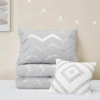 Codi Ziggy Metallic Grey Comforter Set Twin/Twin XL Size, Silver Bedroom Decor for Girls Room, 3 Piece Bedding Sets (2 Matching Sham + 1 Decorative Pillow)