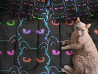 Sunnycitron Cartoon Cat Bedding Queen Comforter set Black Cat Comforter set Gradient Line Cat Quilt 3D Neon Cat Bed set Black Cat Bedding set for Teens Kids Boys Girls Adults