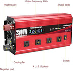 2500W Power Inverter 12V to 110V/120V DC to AC with LCD Display, Remote Controller 4 x AC Outlets and 4 x 3.1A USB Car Adapter for Car Truck Boat RV Solar System