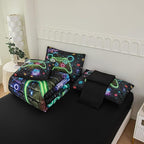 NINENINE 6PCS Gamer Bedding Sets for boys,Twin Comforter Sets for Boys, Gaming Bedding Sets for boys gamer Bedding Comforter Sheet Set(1Comforter,1Flat Sheet,1Fitted Sheet,1Cushion Cover,2Pillowcases