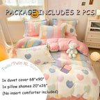MorroMorn Twin Bedding Sets, Pink Rainbow Duvet Cover Set, Fluffy Comforter Covers Blanket Ultra Soft Kawaii Cute for Girls Kids Toddler Teen Women Twin/Twin XL Size