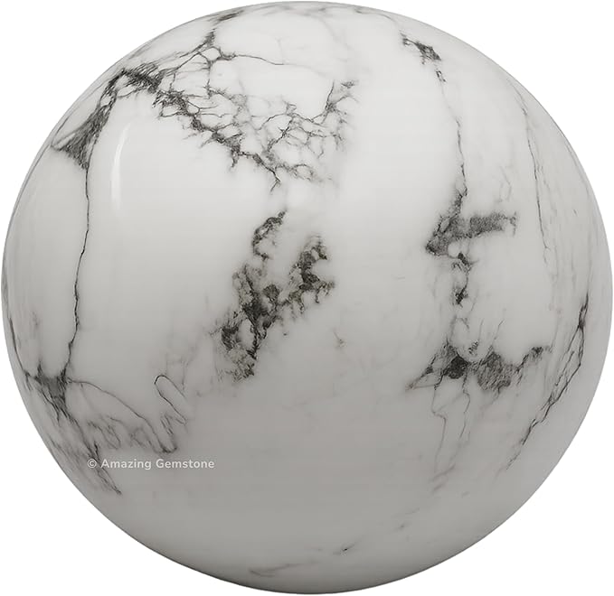 Amazing Gemstone Howlite Crystal Ball with Stand - 2 Inches Crystal Sphere Meditation Balls for Witchcraft and Decorative Balls