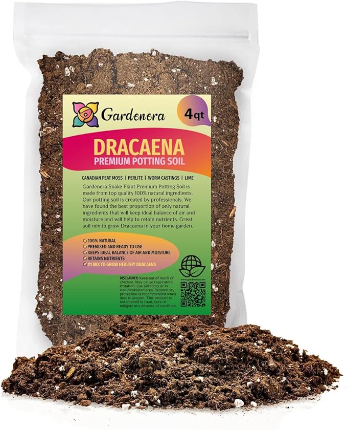 GARDENERA Premium Dracaena Potting Soil Mix - (4 Quart Bag)