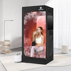 COSVALVE Portable Steam Sauna Box with Red Light for Home with 1200W 3L Steamer, Comfort Folding Chair, Indoor at Home Sauna Tent, Personal Steam Room for Relaxation, 2.6' x 2.6' x 5.9', Black