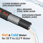 Pressure Washer Hose 150FT,3/8" 4800 PSI Kink Resistant Industrial Grade Hose with 3/8 Quick Connect Ends for Hot & Cold Water up to 140°F, Steel Wire Braided Hose for Power Washing