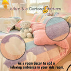 MorroMorn Twin Bedding Sets, Pink Rainbow Duvet Cover Set, Fluffy Comforter Covers Blanket Ultra Soft Kawaii Cute for Girls Kids Toddler Teen Women Twin/Twin XL Size