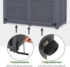 MCombo Outdoor Storage Cabinet, Wooden Storage Shed with Latch, Outside Garden Tool Shed with 2 Doors for Patio Yard Lawn, 1900 (Grey, Large)
