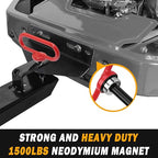 2 Packs Magnetic Hitch Pin, Lawn Mower Trailer Hitch Pins 1/2 Inch with Handle and Clip, Trailer Gate Pin for Mowers, Tractor Truck, Towing Cargo, ATV - Simple One Handed Hook On & Off（Red