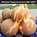 Skyflame 12PCS Ceramic Balls, Mixed of 4 Sizes Fire Pit Balls Set for Indoor and Outdoor Fire Tables or Fireplaces Accessory,Beige