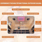 Outdoor Sauna 2 Person Sauna Infrared Saunas Dry Sauna Room 2080W/110V Low EMF Outer Board Red Cedar/Inner Board Fir Wood, Oxygen Bar, Speaker, LCD Control Screen, LED Lights - 48.8*38.2*81.9 in